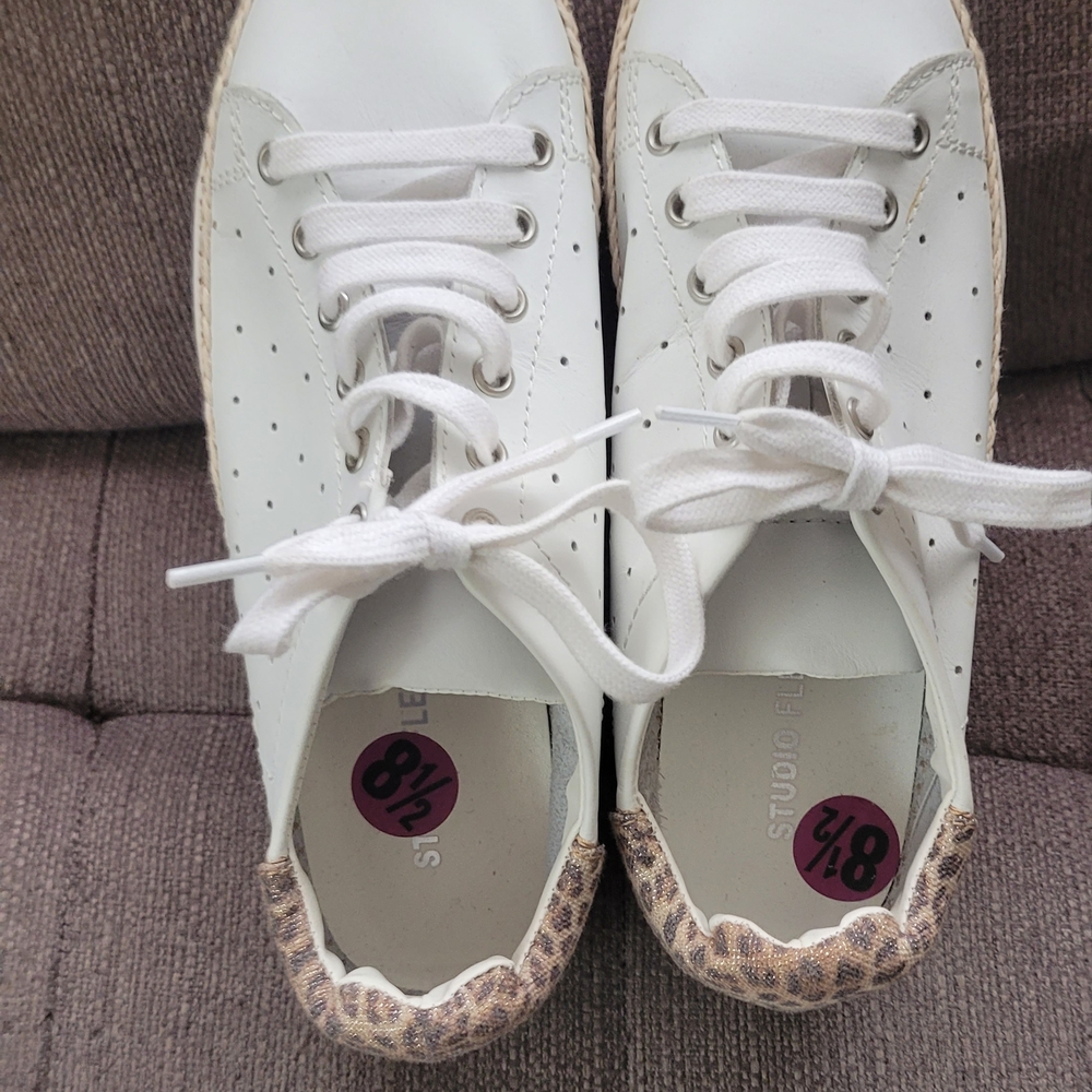 Women's White and Tan Espadrille Sneakers - Picture 4 of 5